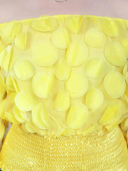 Lantern Sleeve Mesh Ruched Blouse