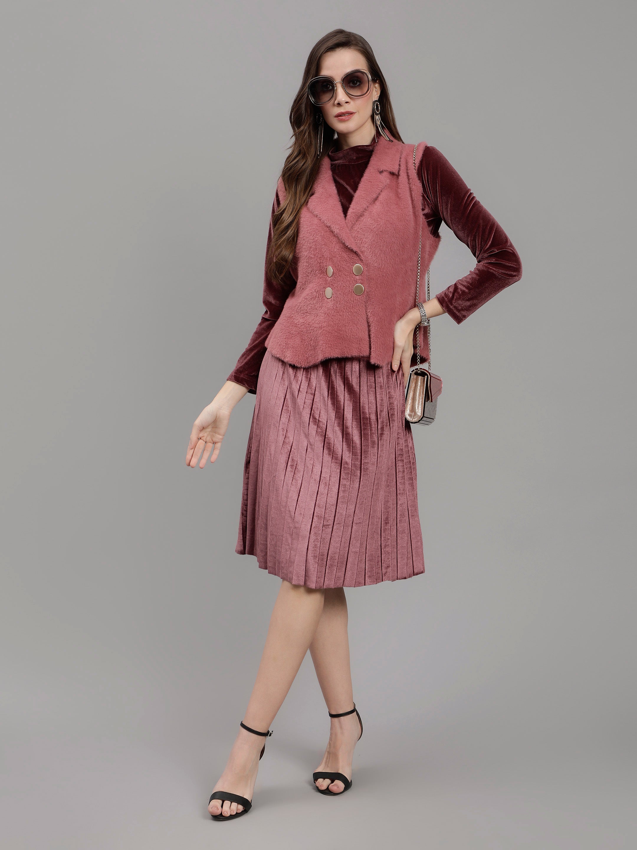 Sleeveless Jacket and Dress Set