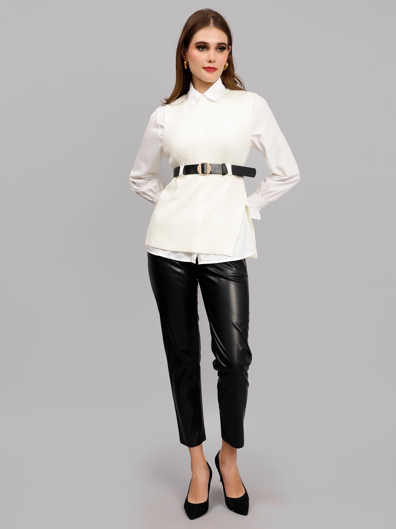 Knitted Winter Vest and Shirt Set