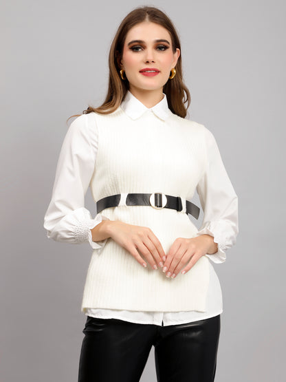 Knitted Winter Vest and Shirt Set