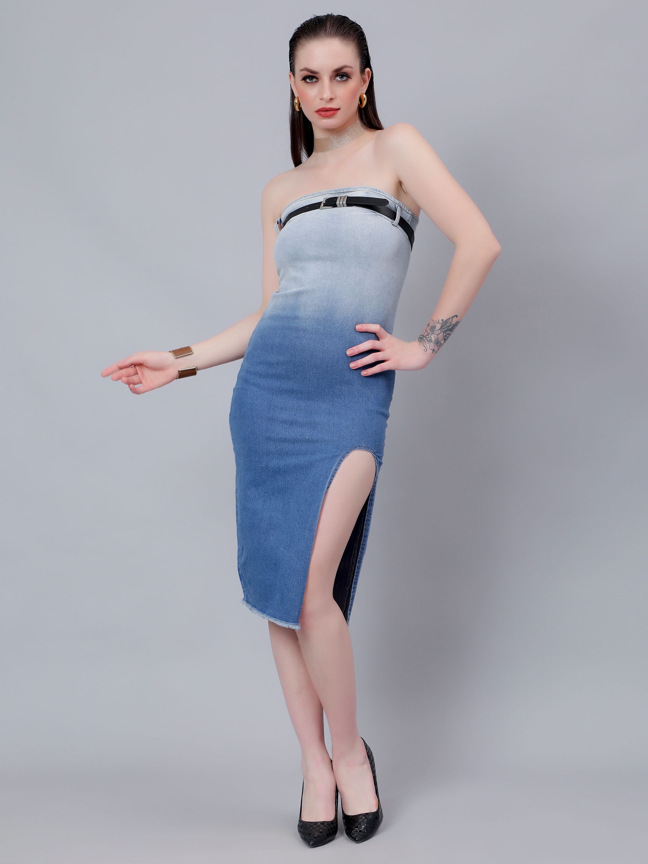 Gradient Tube Denim Dress