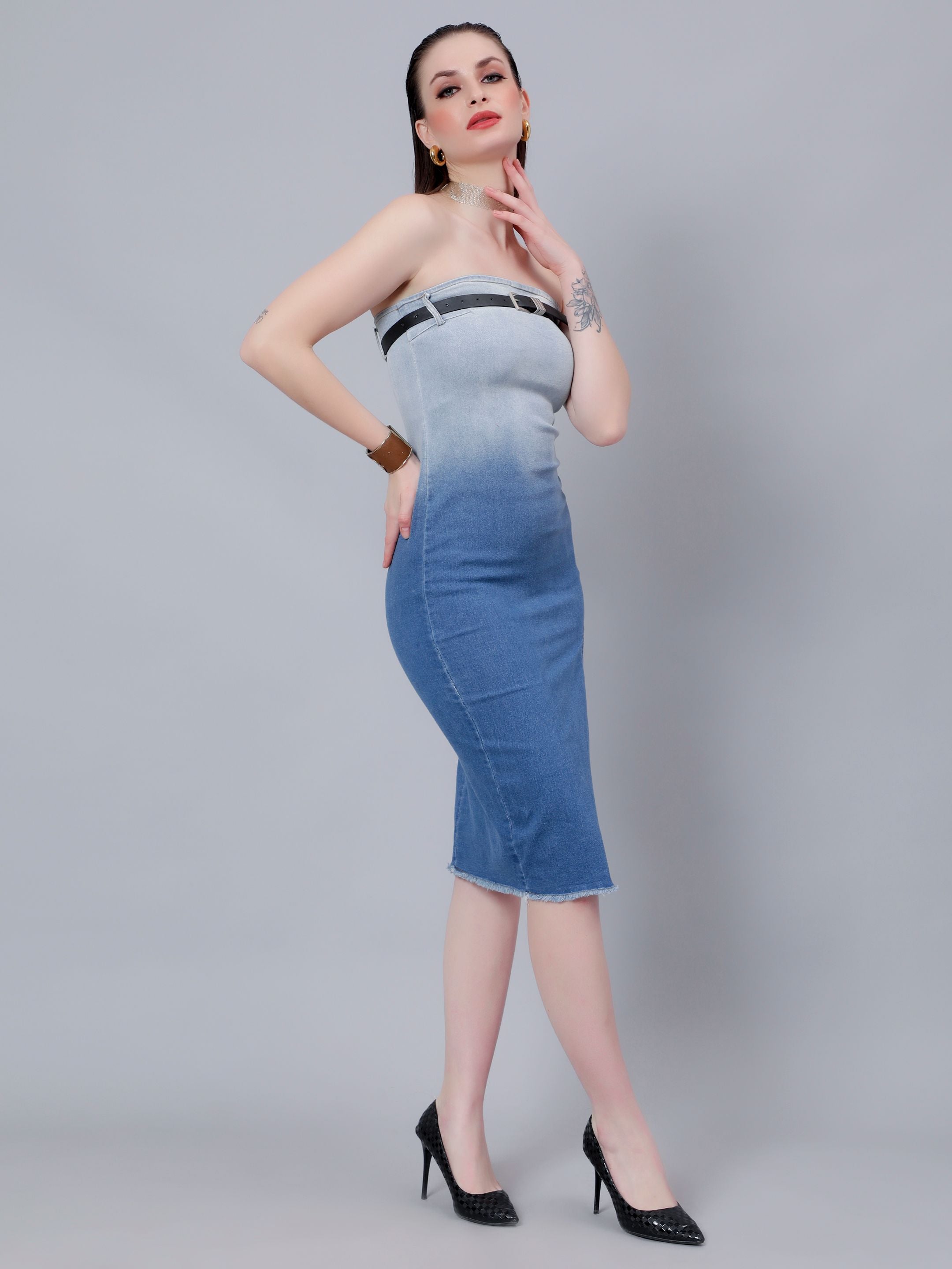 Gradient Tube Denim Dress