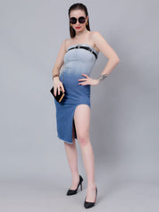 Gradient Tube Denim Dress