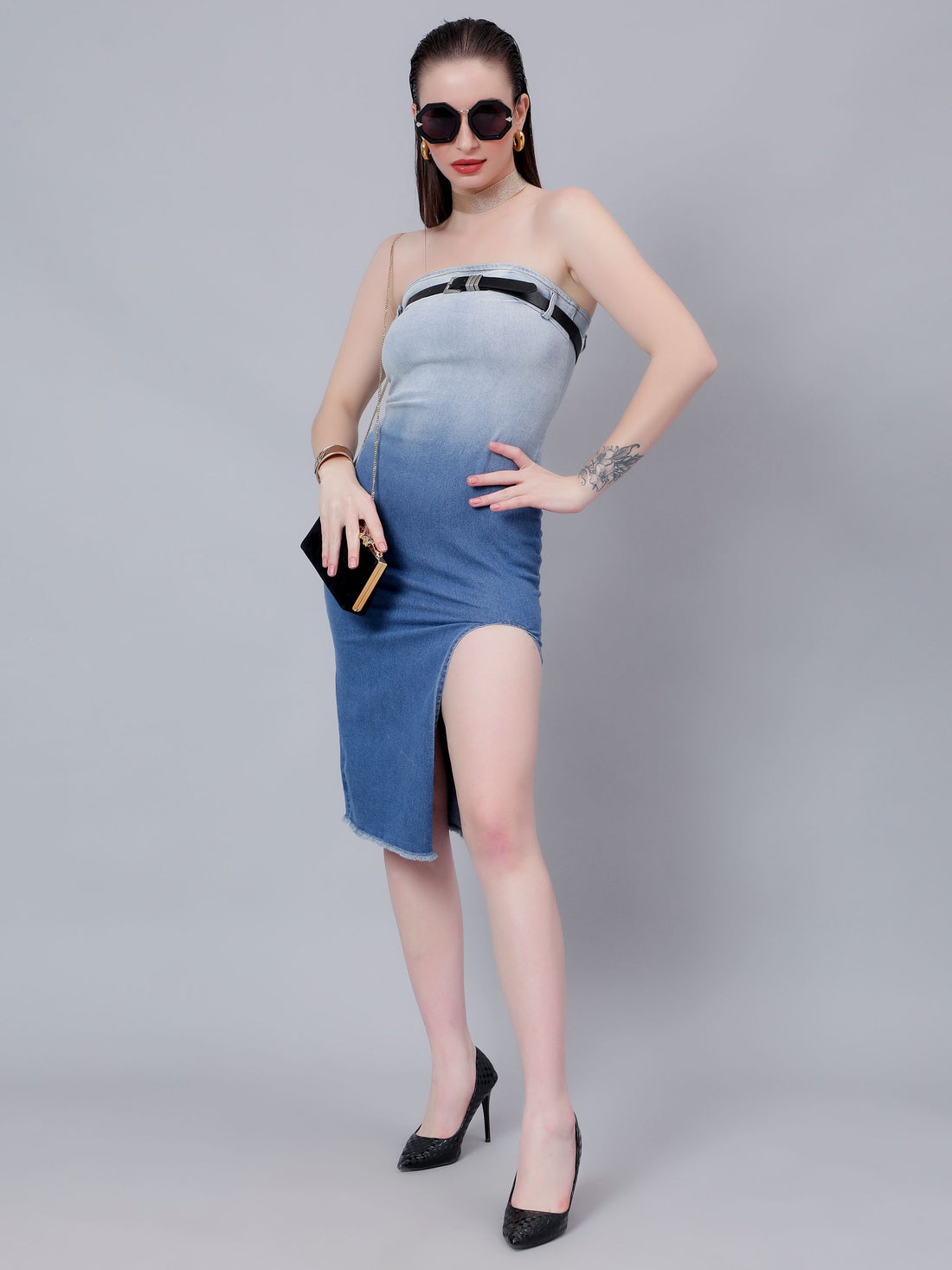 Gradient Tube Denim Dress