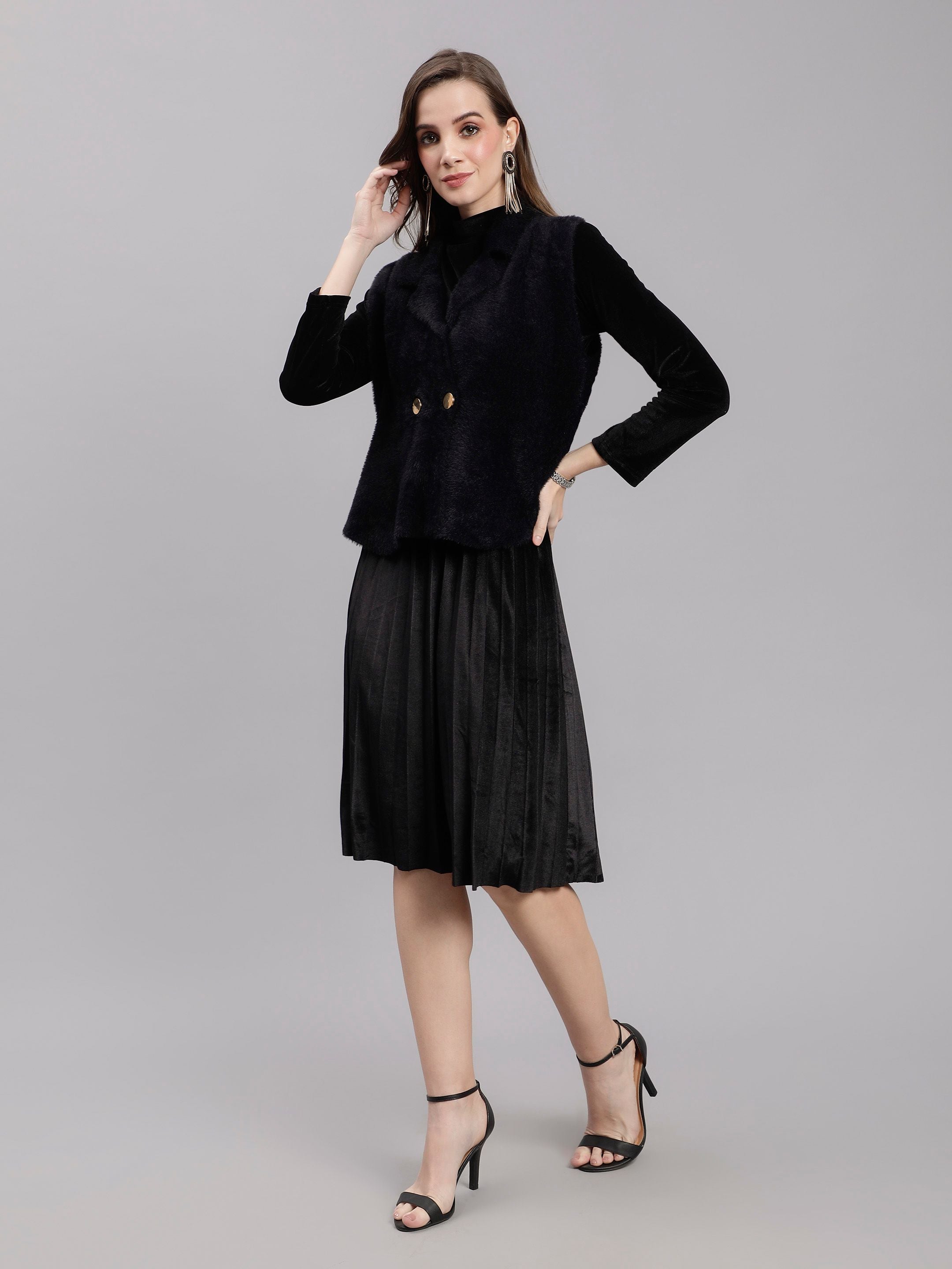 Sleeveless Jacket and Dress Set