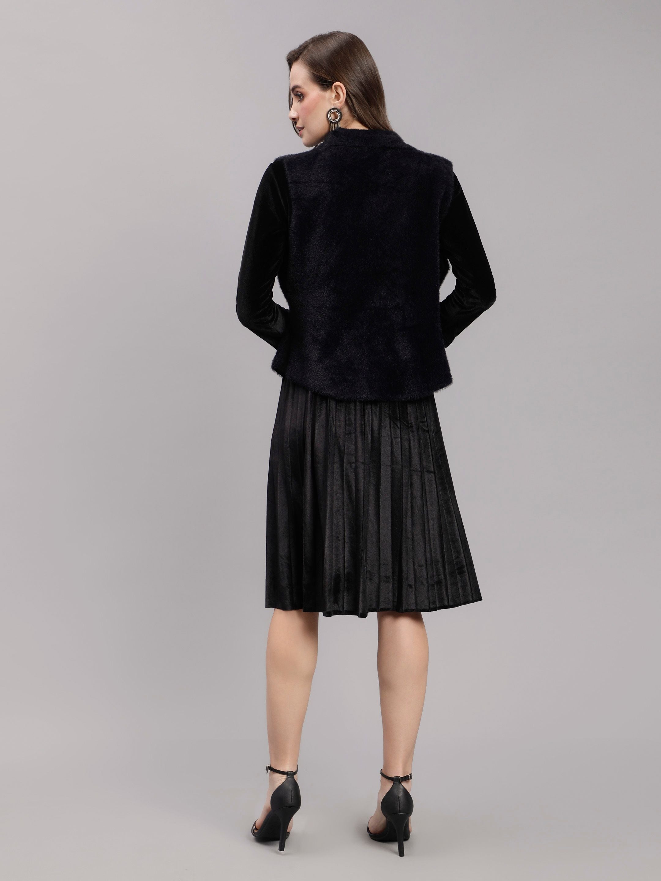 Sleeveless Jacket and Dress Set