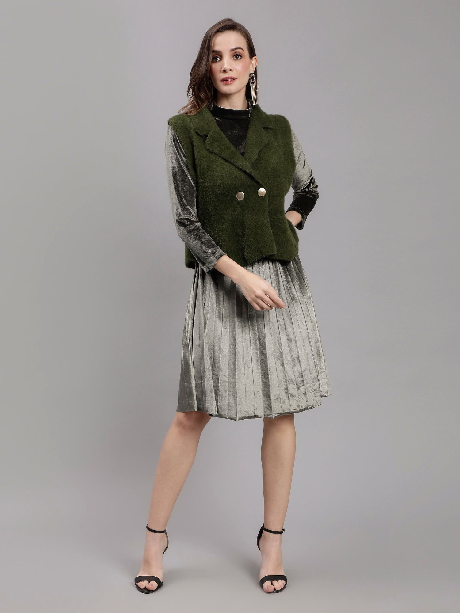 Sleeveless Jacket and Dress Set