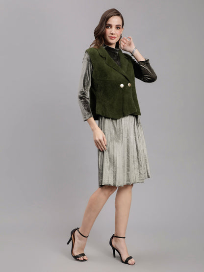 Sleeveless Jacket and Dress Set