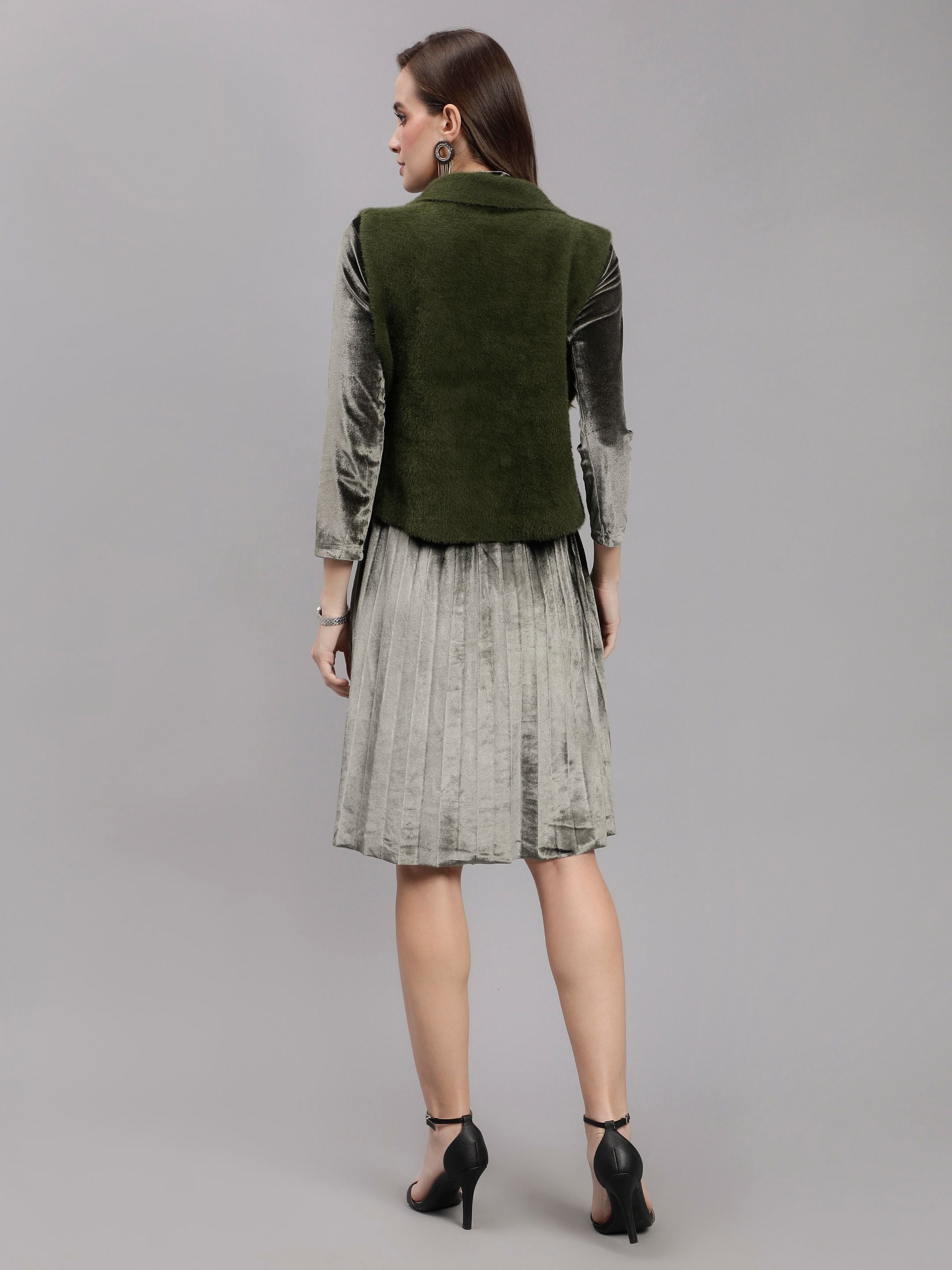 Sleeveless Jacket and Dress Set