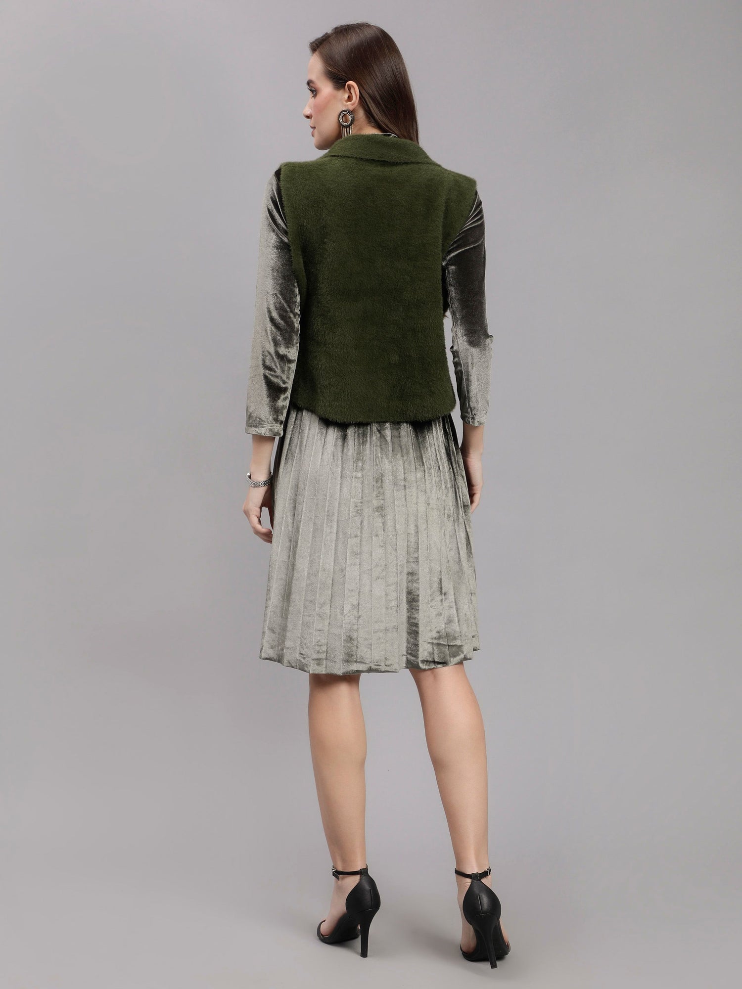 Sleeveless Jacket and Dress Set