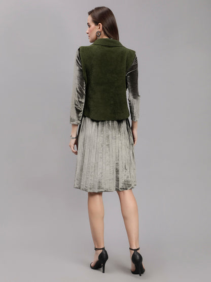Sleeveless Jacket and Dress Set