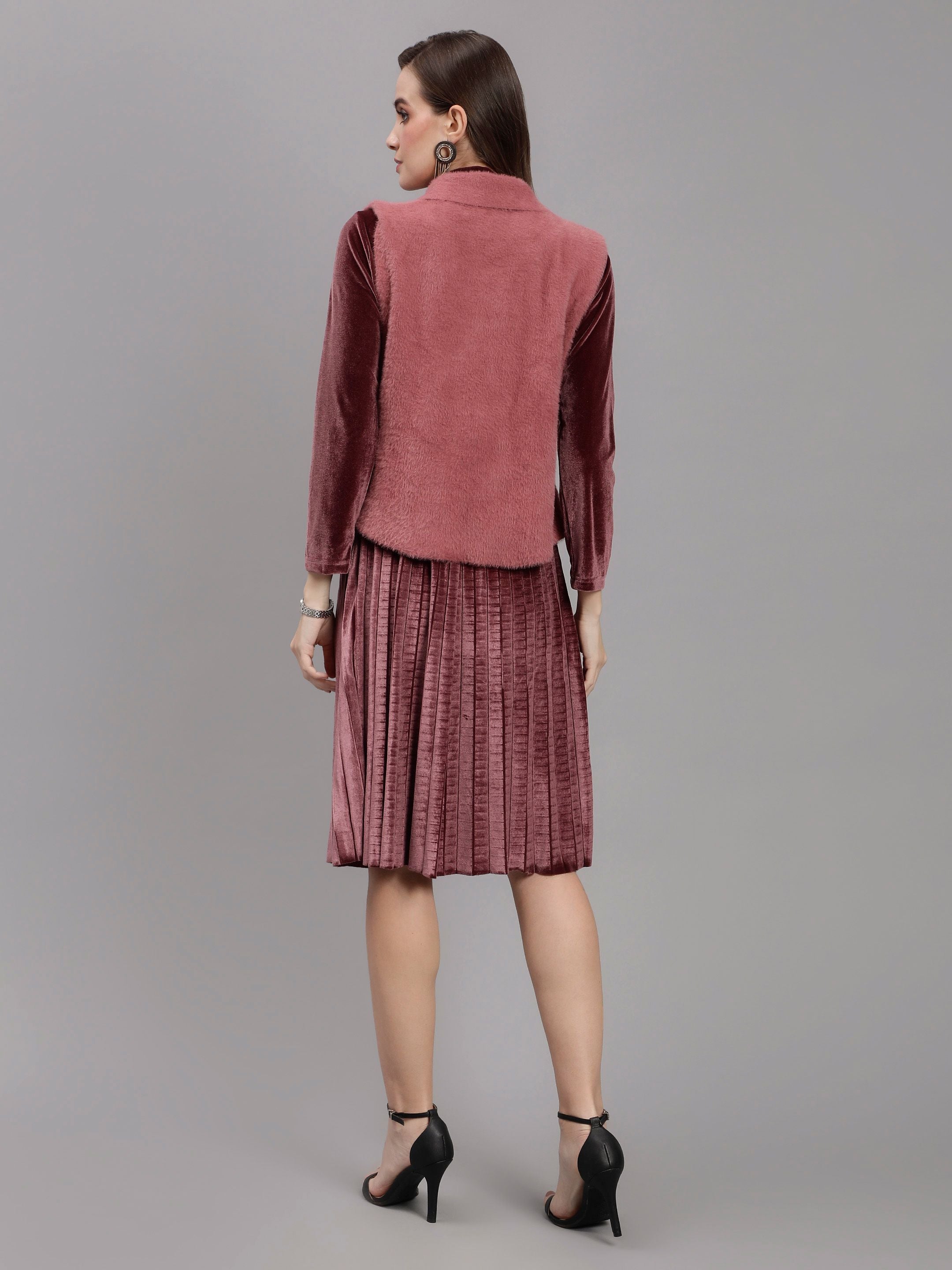 Sleeveless Jacket and Dress Set