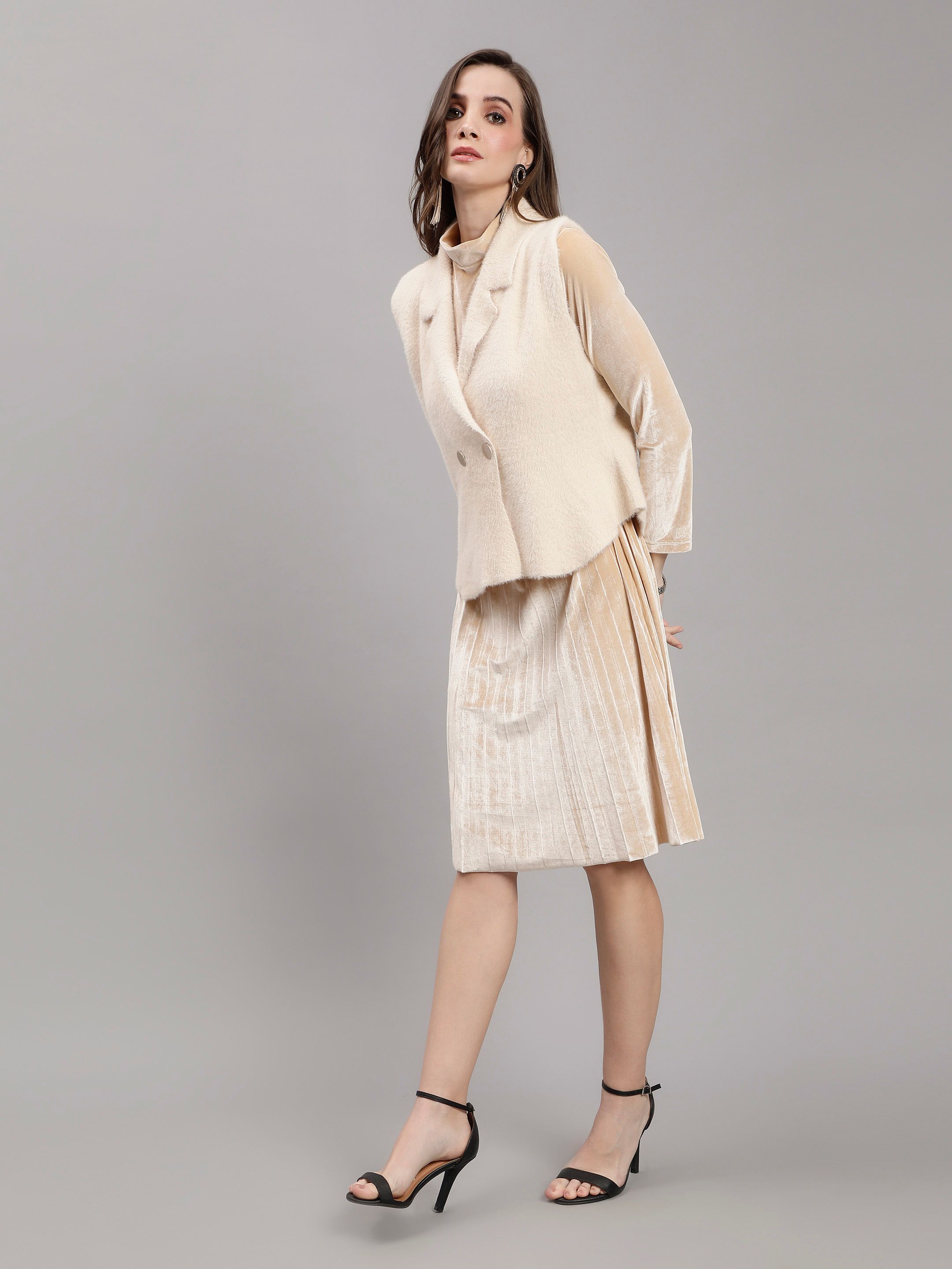 Sleeveless Jacket and Dress Set