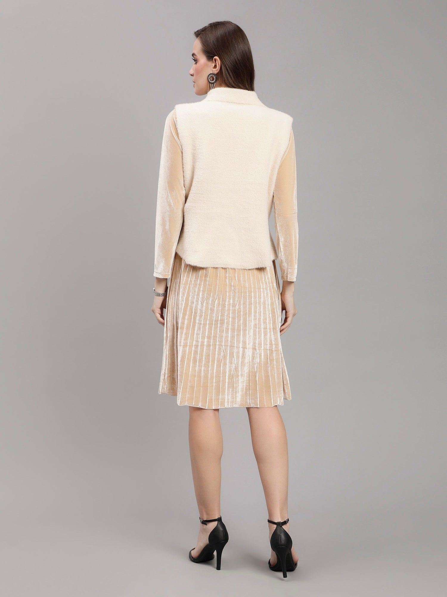 Sleeveless Jacket and Dress Set