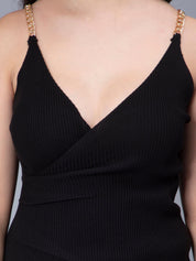 Chain Straps Cross Over knitted Dress
