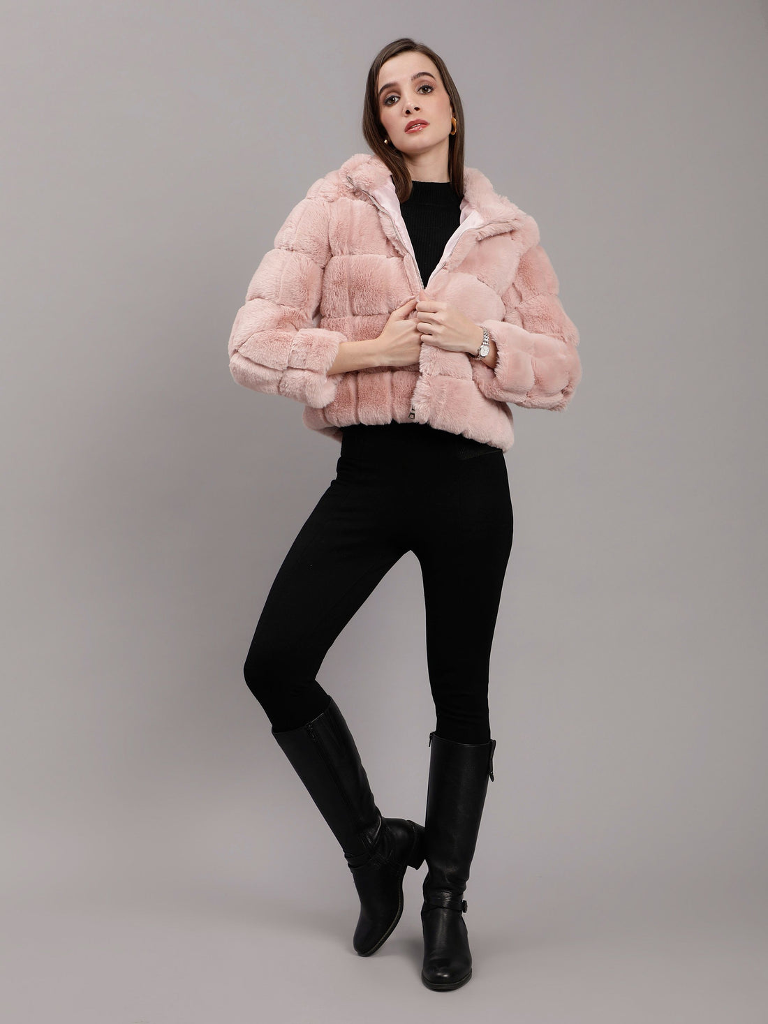 Faux Rabbit Fur Coat