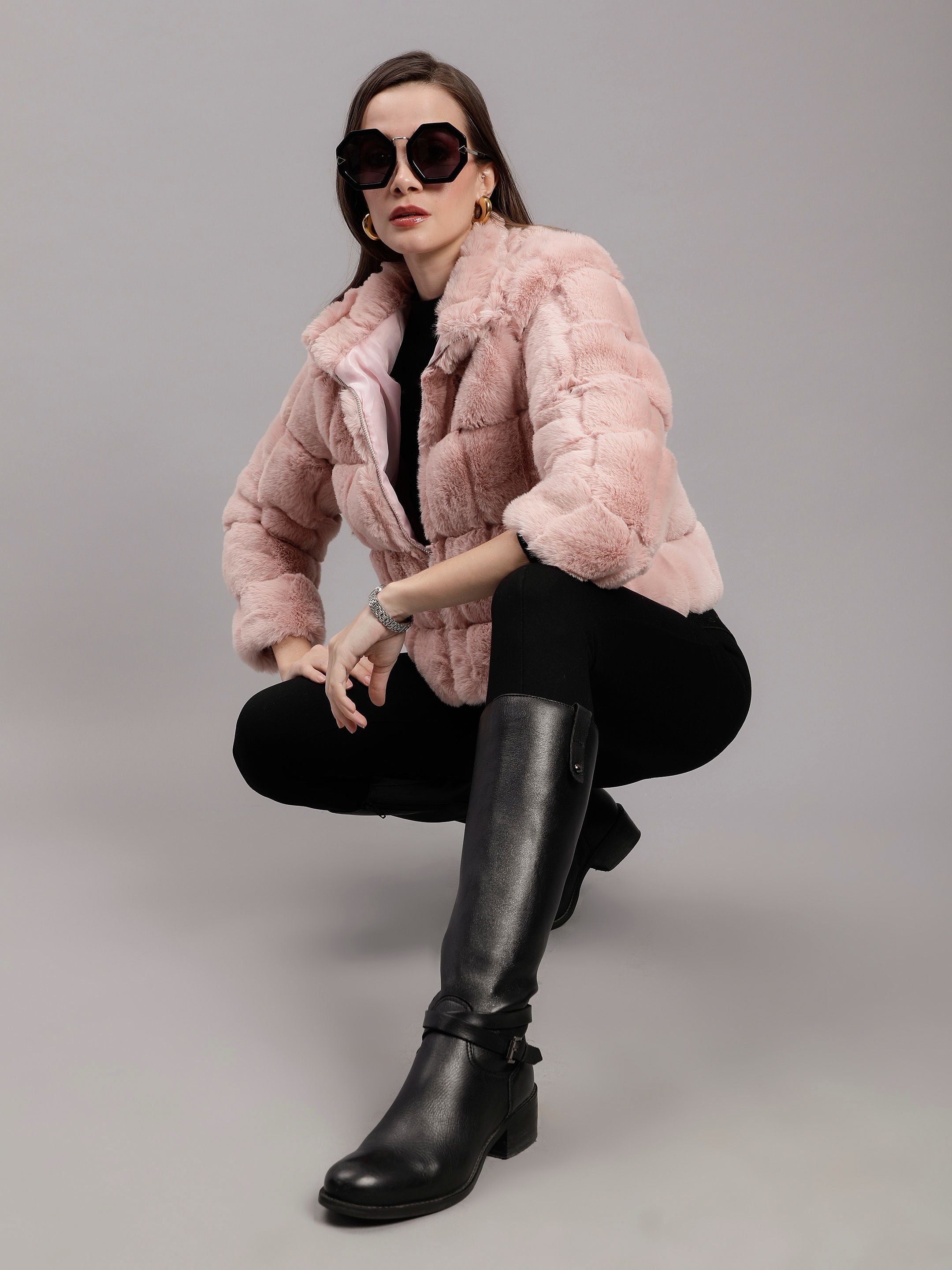 Faux Rabbit Fur Coat