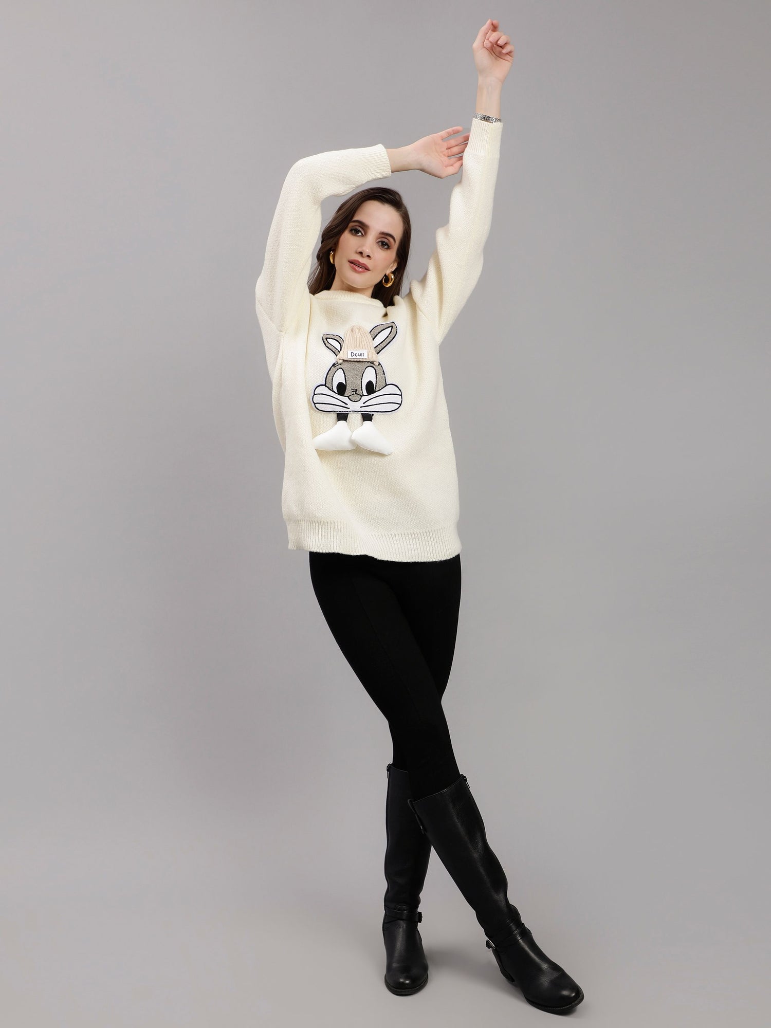 Bunny Patch Knitted Long Pullover