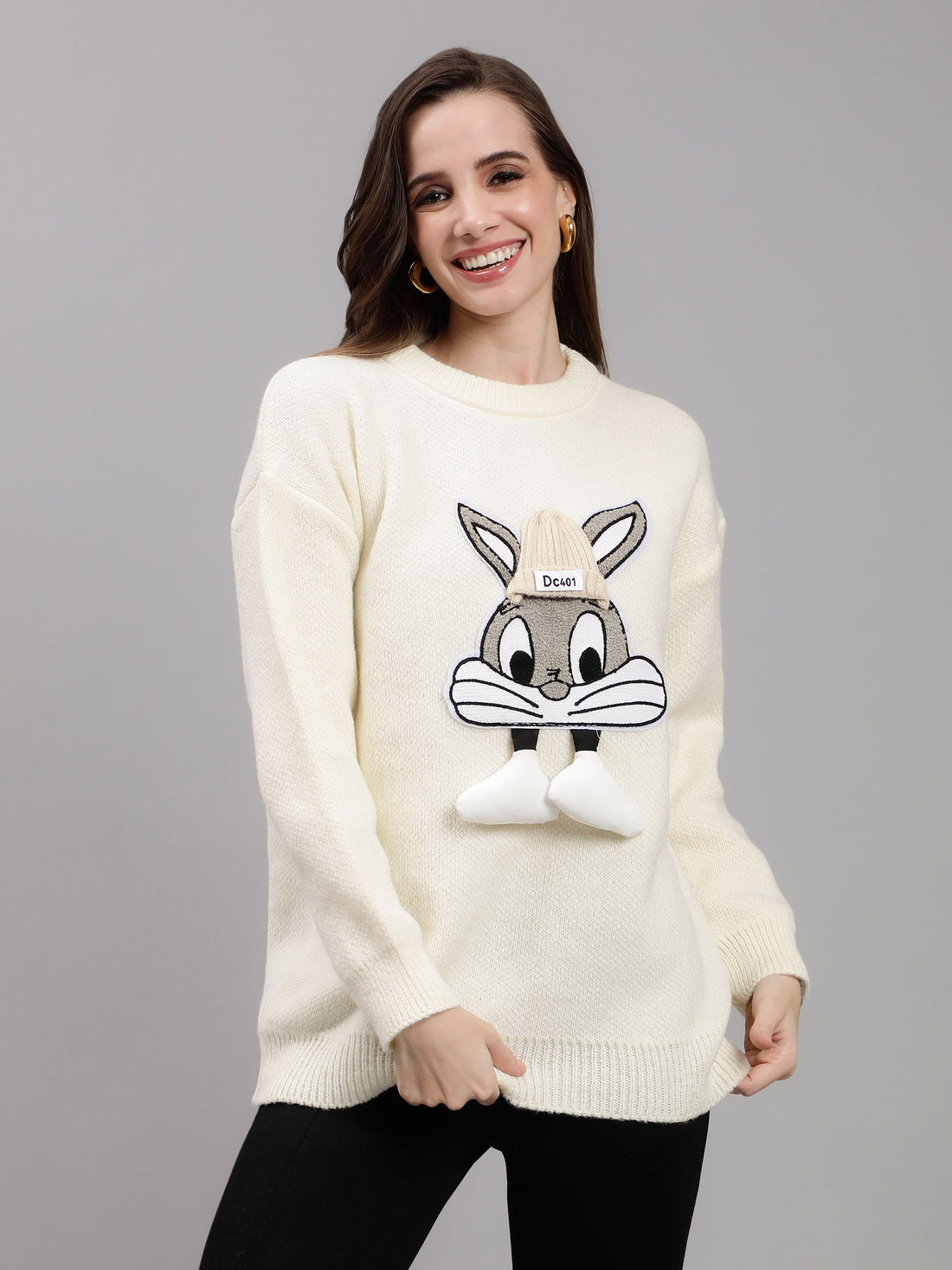 Bunny Patch Knitted Long Pullover