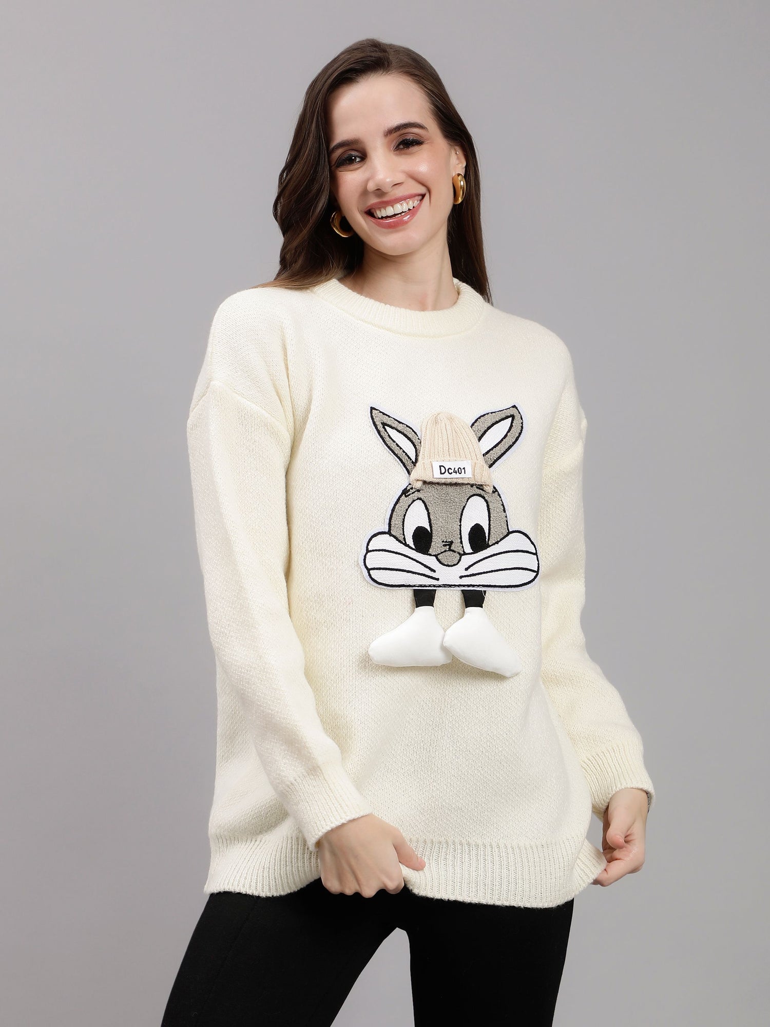 Bunny Patch Knitted Long Pullover