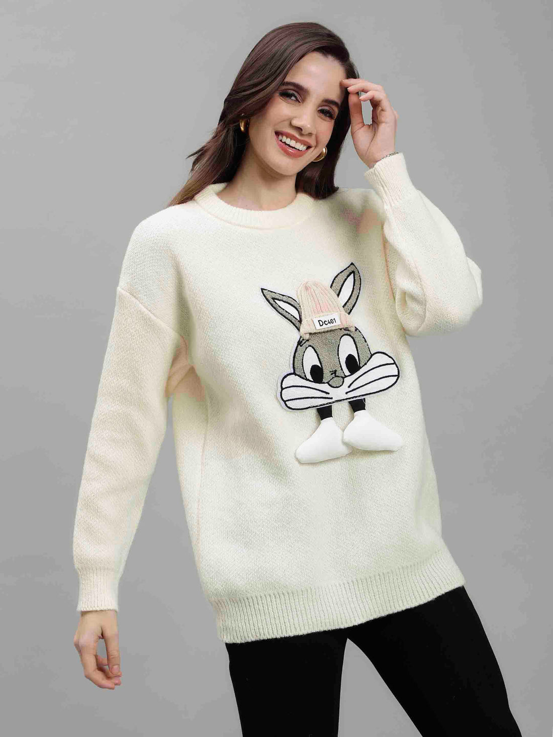 Bunny Patch Knitted Long Pullover