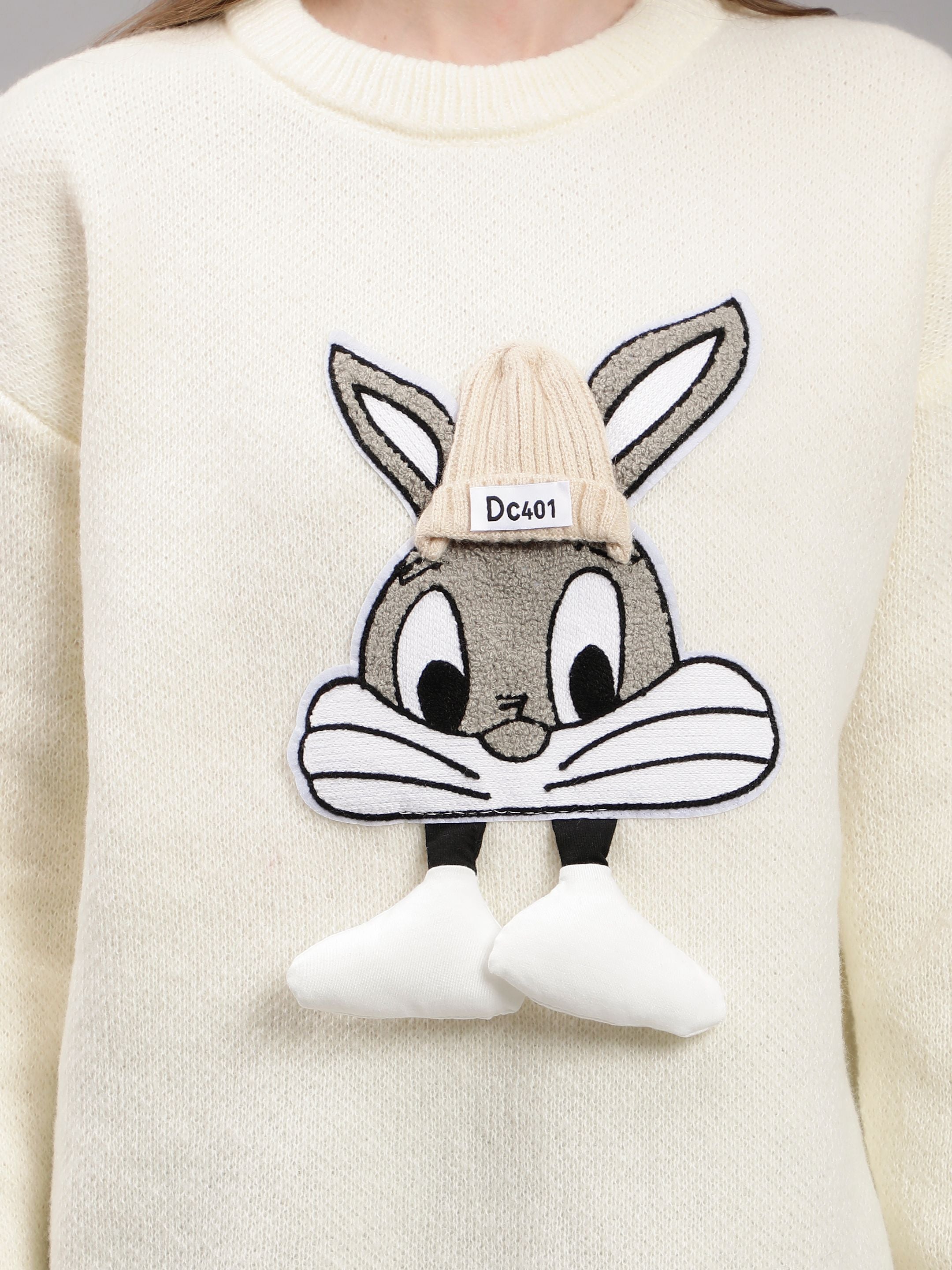 Bunny Patch Knitted Long Pullover