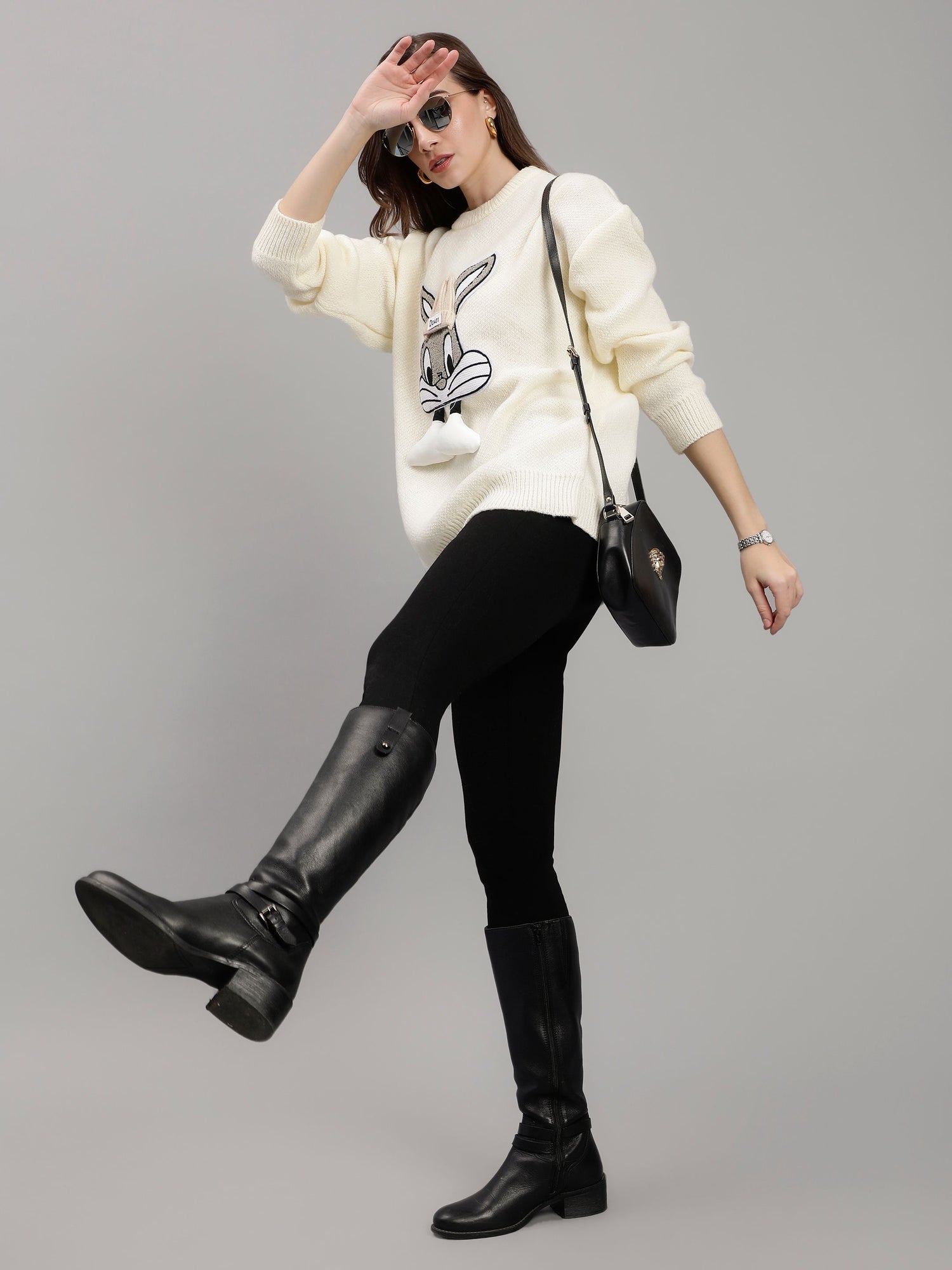 Bunny Patch Knitted Long Pullover