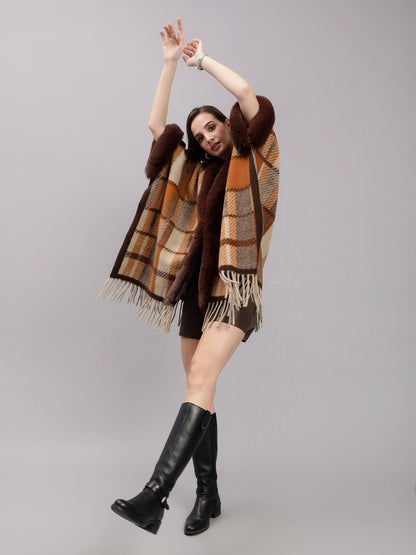Poncho Plaid Woolen Cape