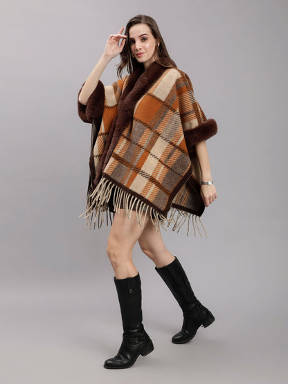 Poncho Plaid Woolen Cape