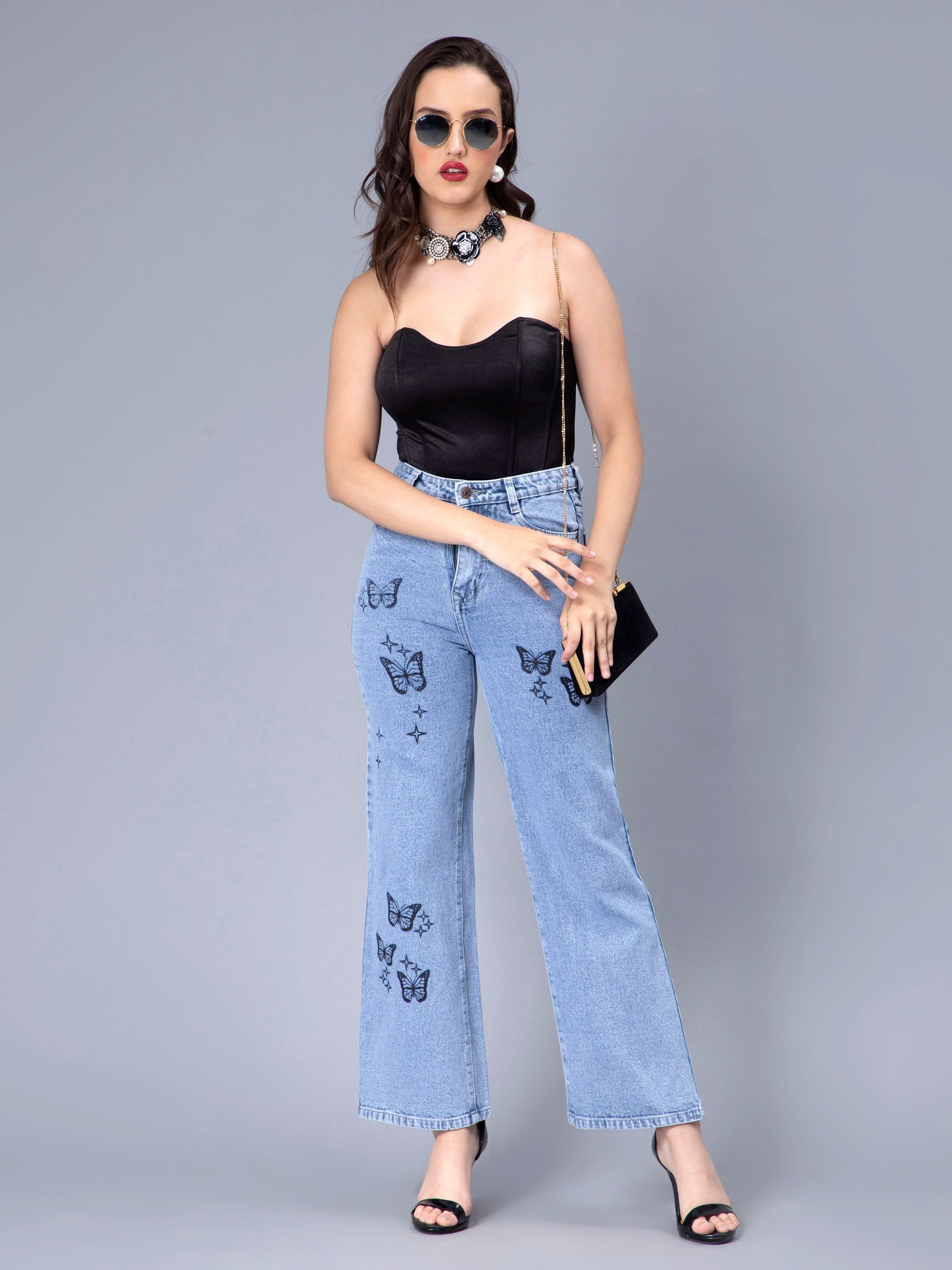 Butterfly Print Jeans