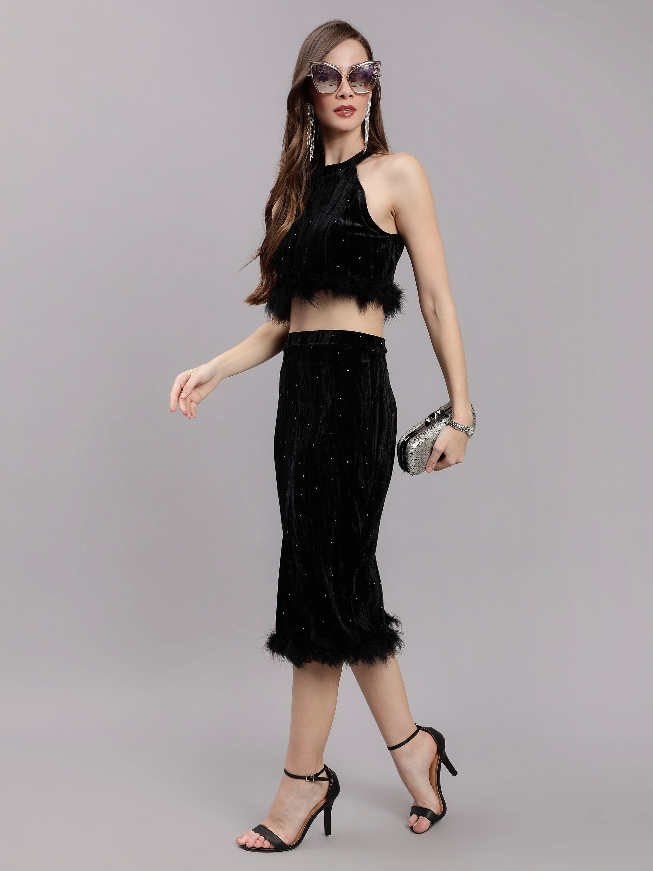 Rhinestones Sprinkle Two Piece Set