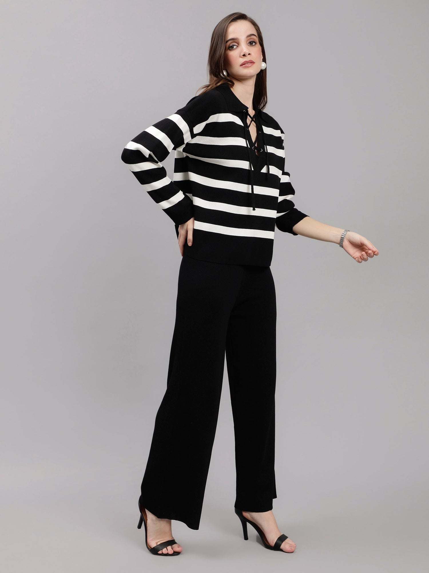 Striped Knitted Two Piece Set