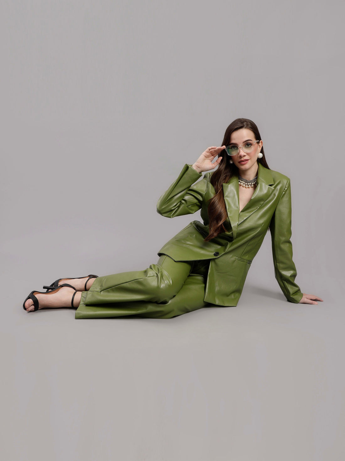 Faux Leather Formal Two Piece Set