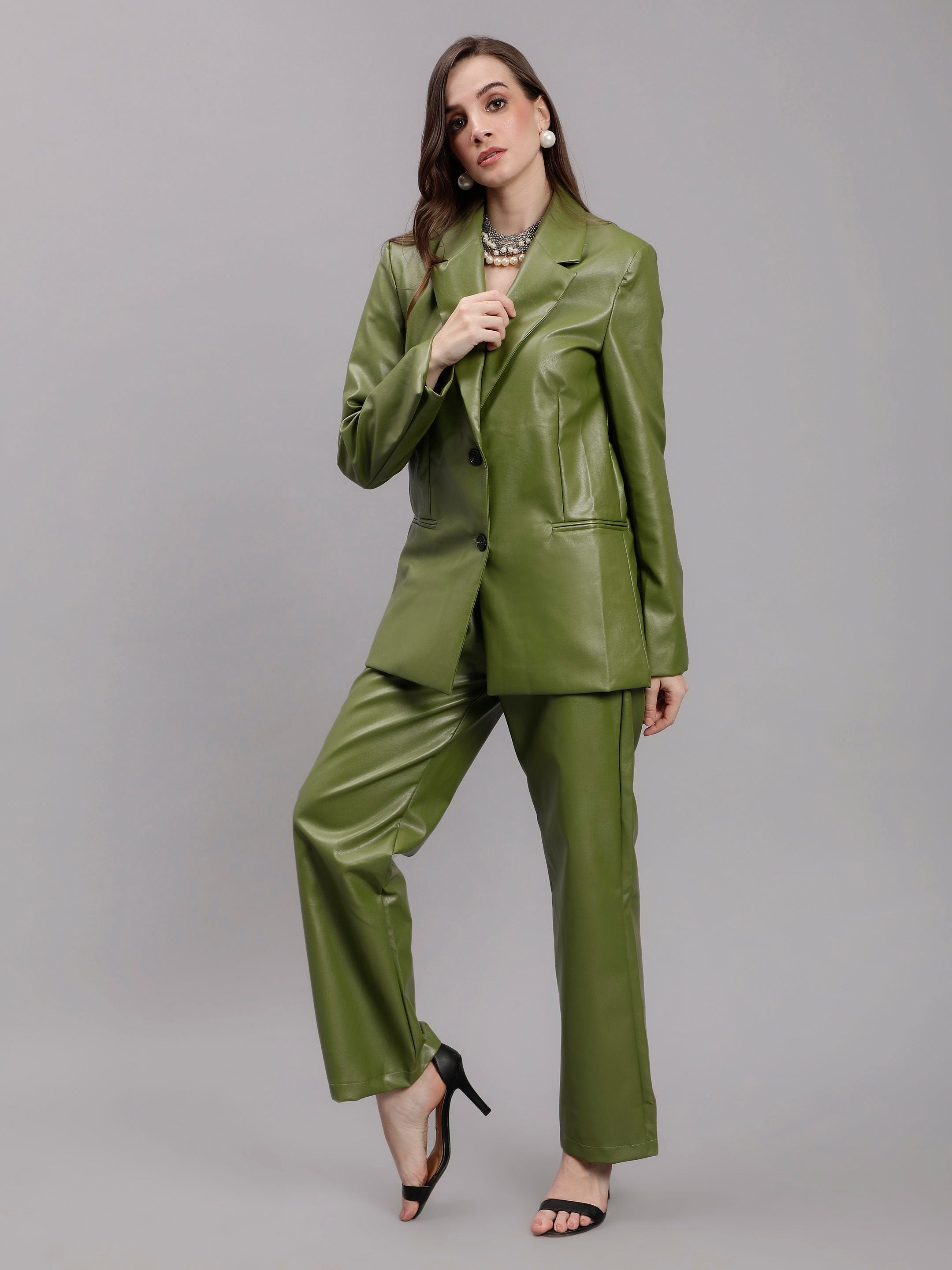 Faux Leather Formal Two Piece Set