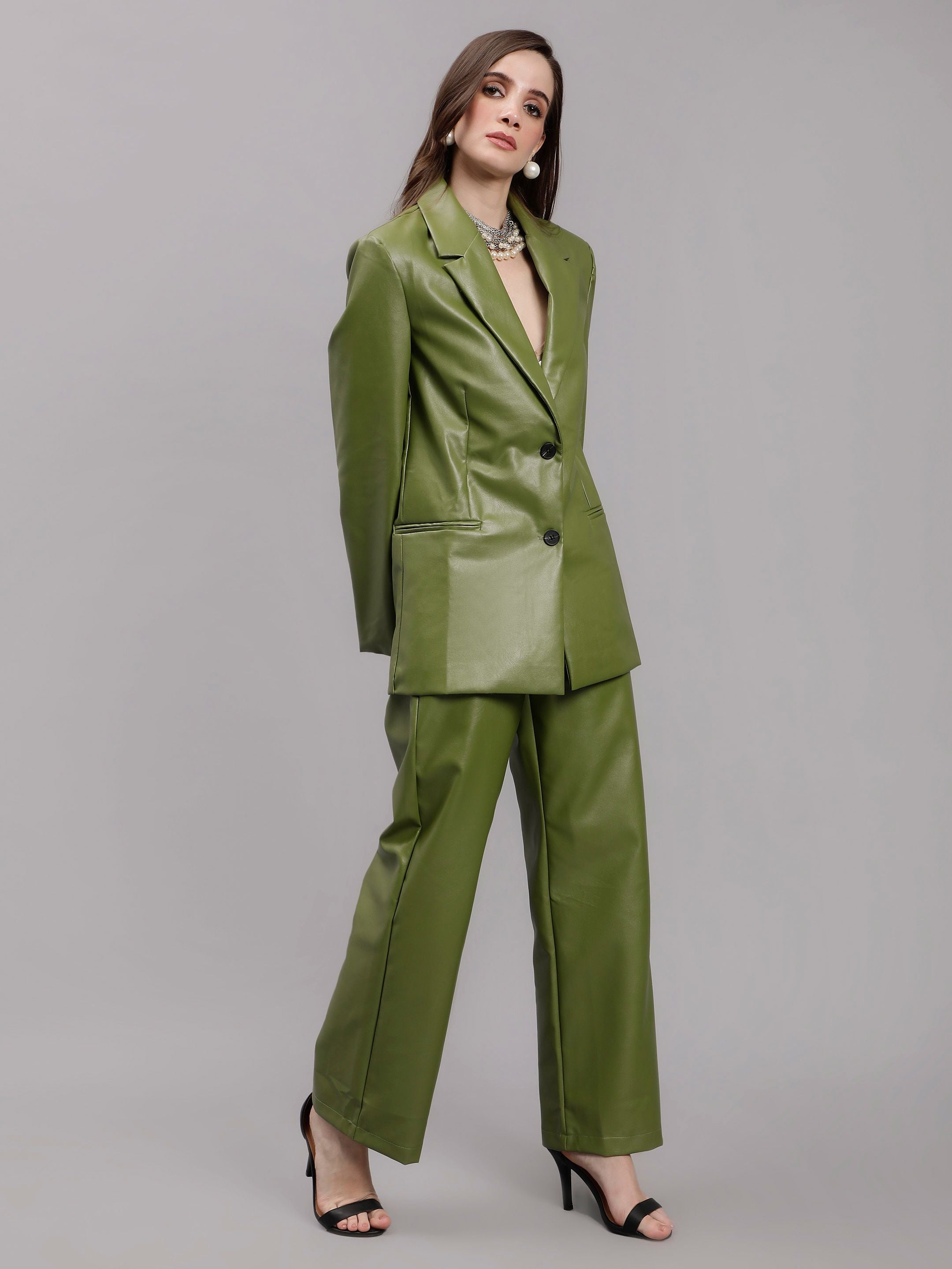 Faux Leather Formal Two Piece Set