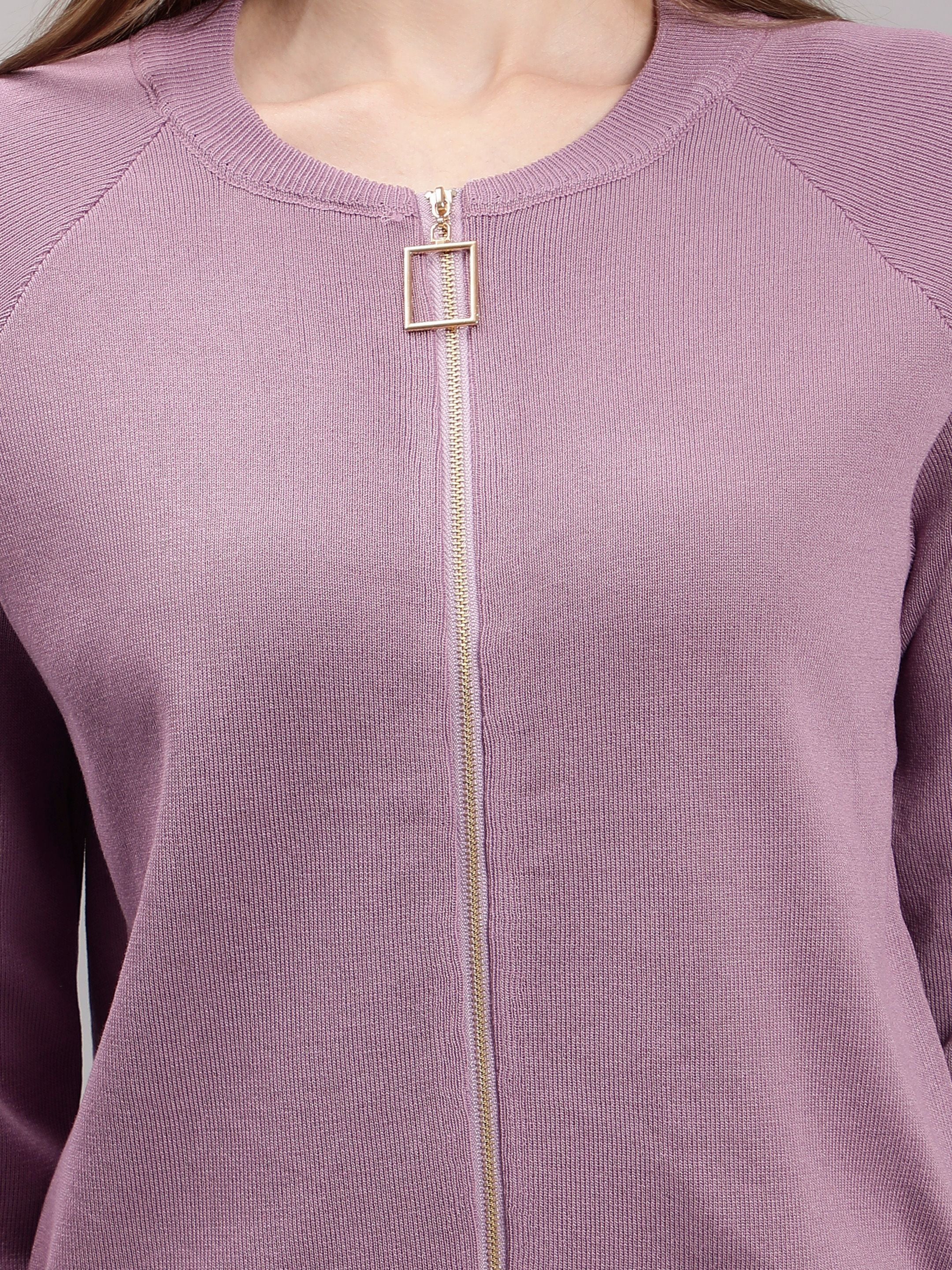 Front Zip Knitted Three Piece Set
