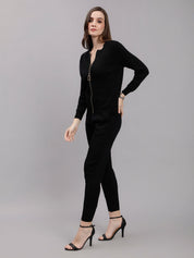 Front Zip Knitted Three Piece Set