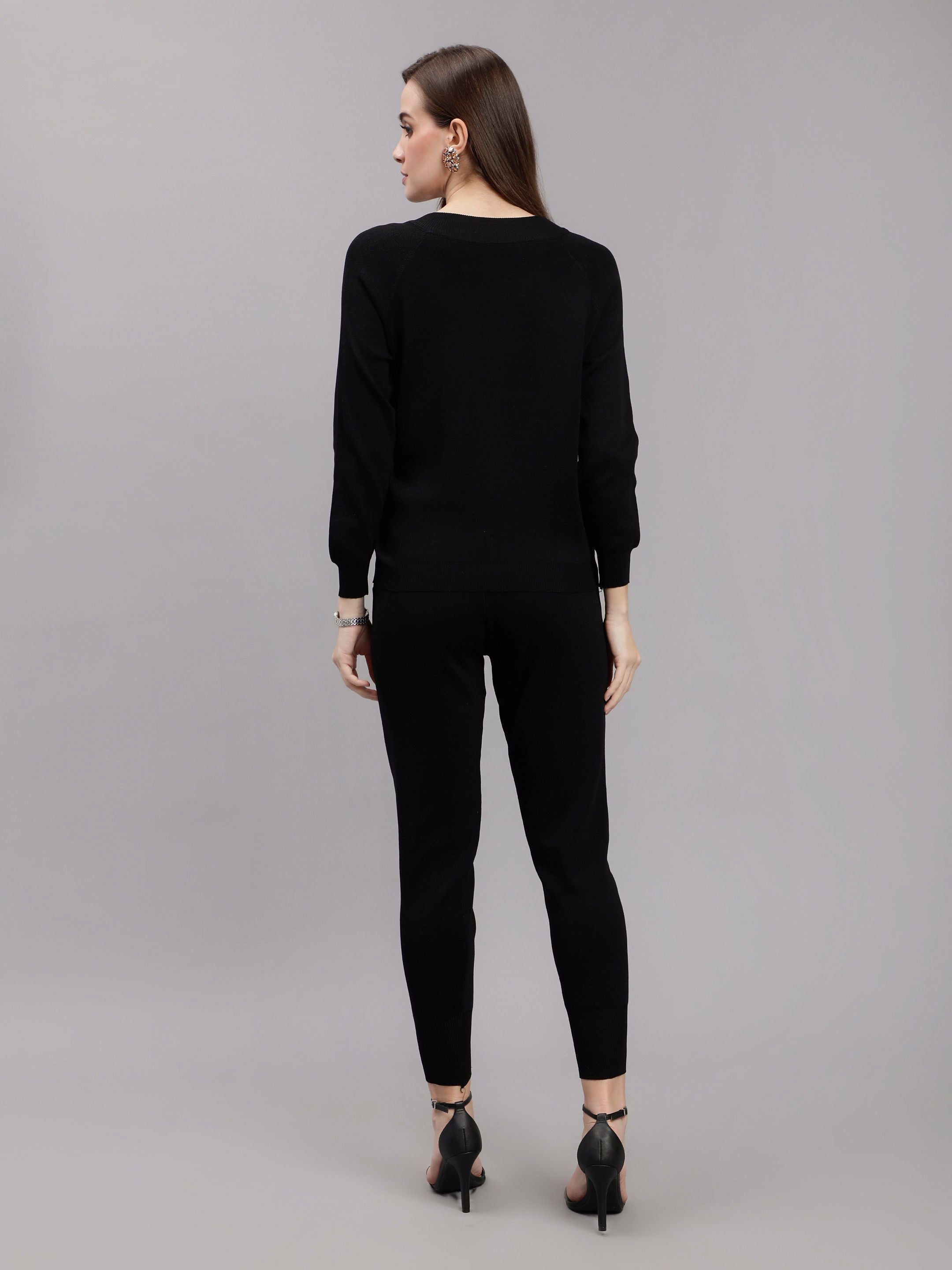 Front Zip Knitted Three Piece Set