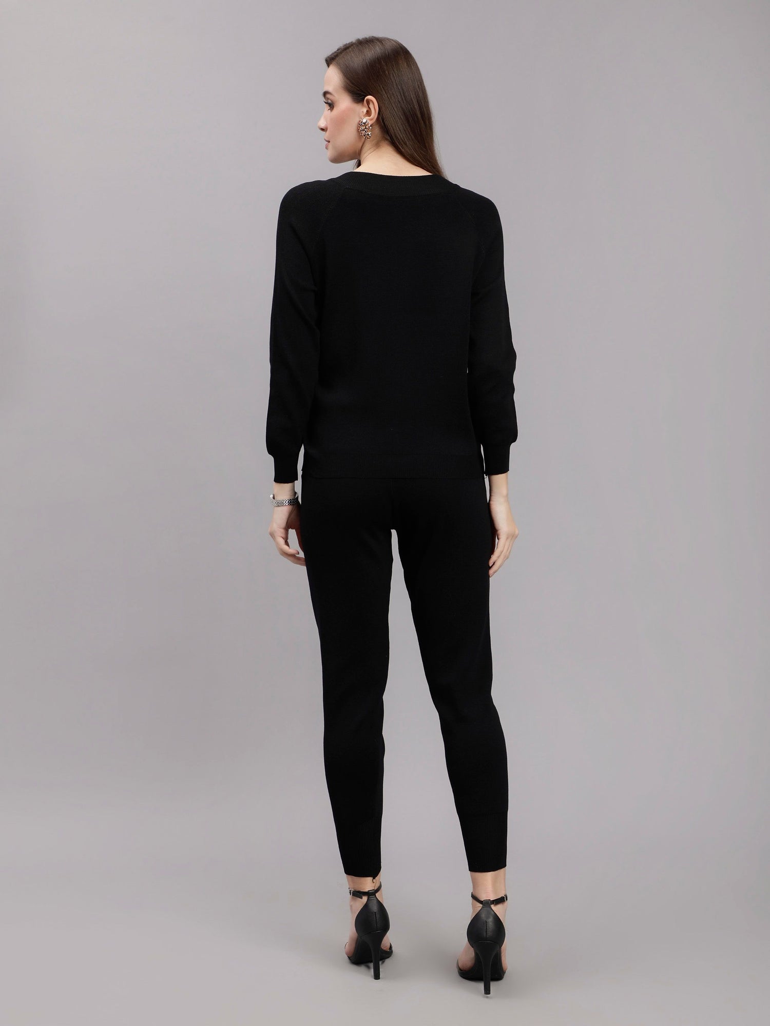 Front Zip Knitted Three Piece Set