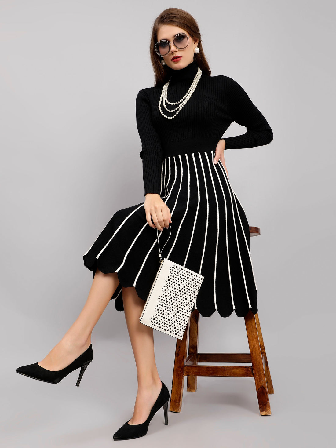 Elegant Winter Scallop Dress
