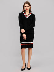Cable Knit Pullover Skirt Set