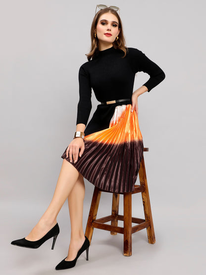 Winter Ribbed Pleated Dress
