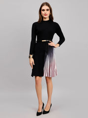 Winter Ribbed Pleated Dress