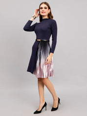Winter Ribbed Pleated Dress