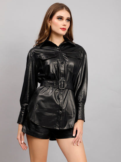 Faux Leather Winter Shirt/Dress