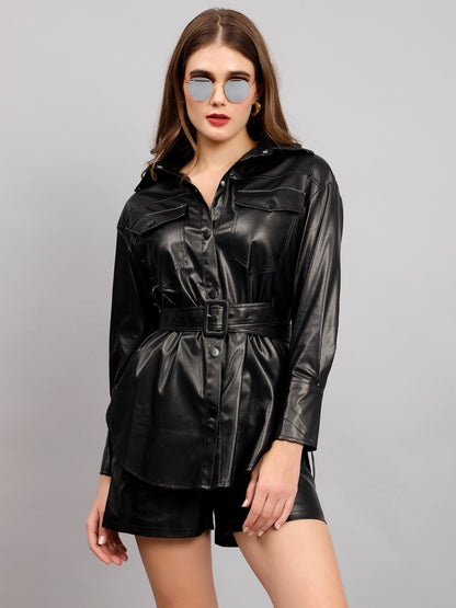 Faux Leather Winter Shirt/Dress