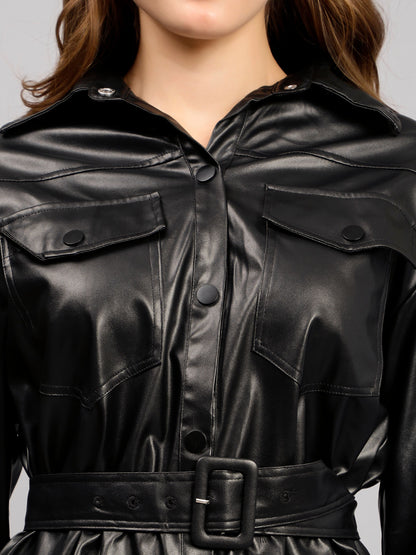 Faux Leather Winter Shirt/Dress
