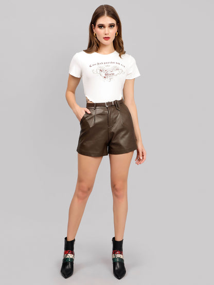 High Waisted Leather Shorts