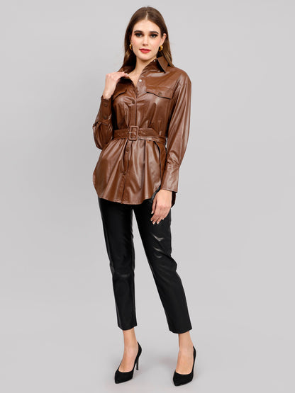 Faux Leather Winter Shirt/Dress