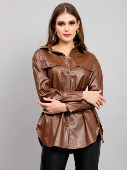 Faux Leather Winter Shirt/Dress